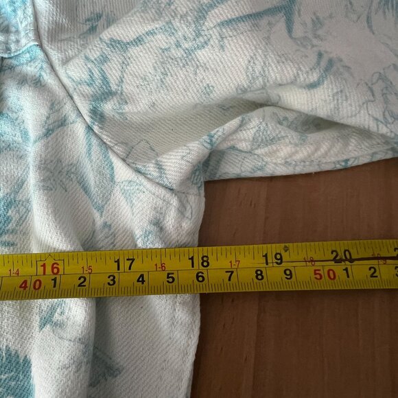 Elie Tahari Womens Denim Cropped Floral Printed Jean Jacket SMALL White - Picture 9 of 10